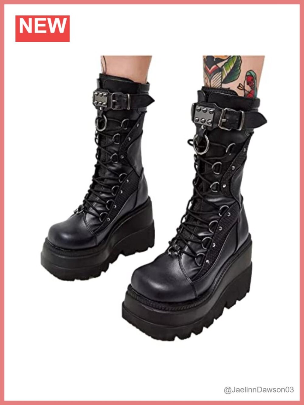 Chunky High Heel Platform Ankle Boots Punk Goth Lace Up Combat Wedges Shoes